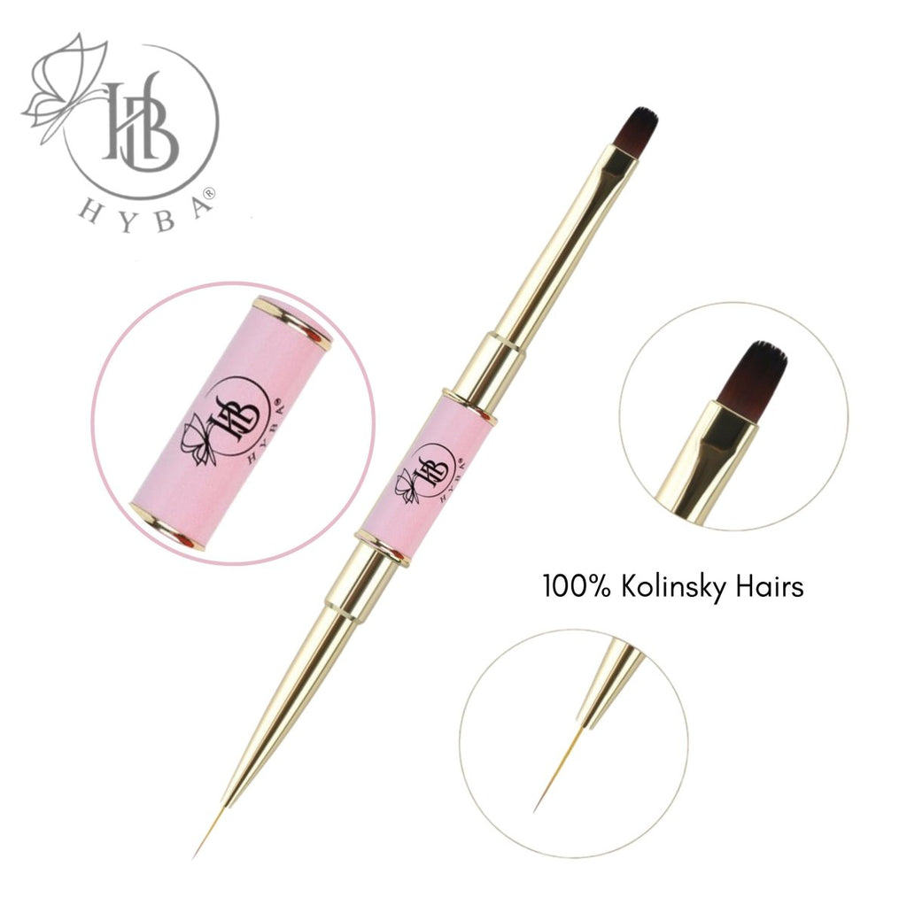 BUILDER GEL Application Square Dual Brush and Liner #14 (PINK)