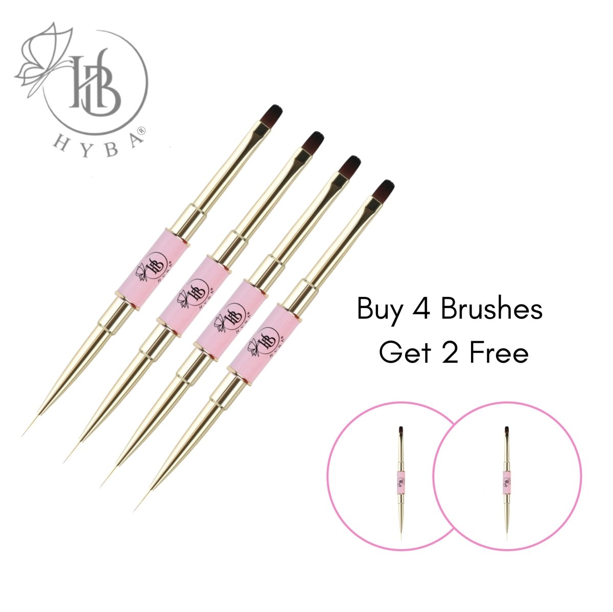 BUILDER GEL Application Square Dual Brush and Liner #14 (PINK)