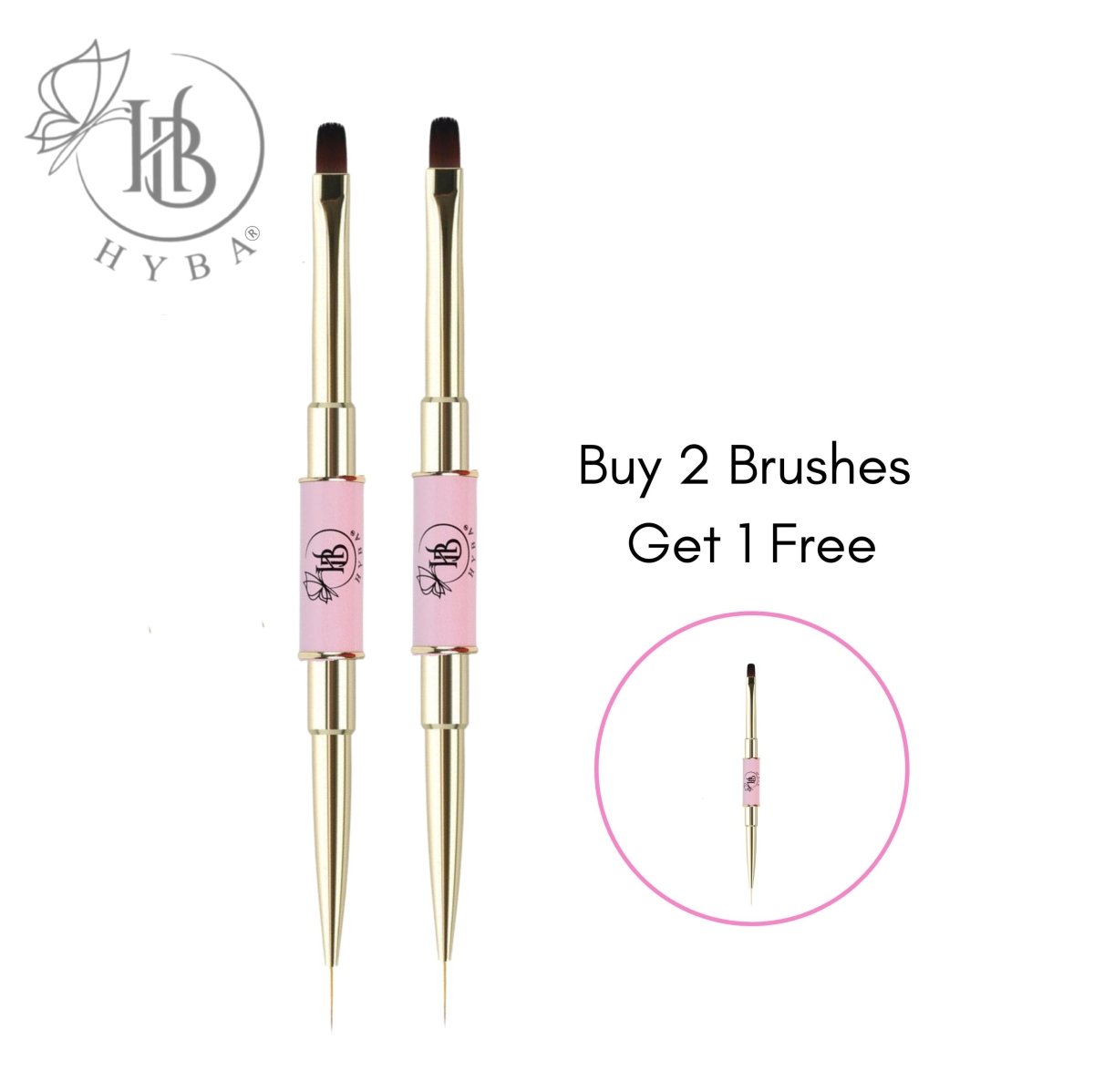 BUILDER GEL Application Square Dual Brush and Liner #14 (PINK)