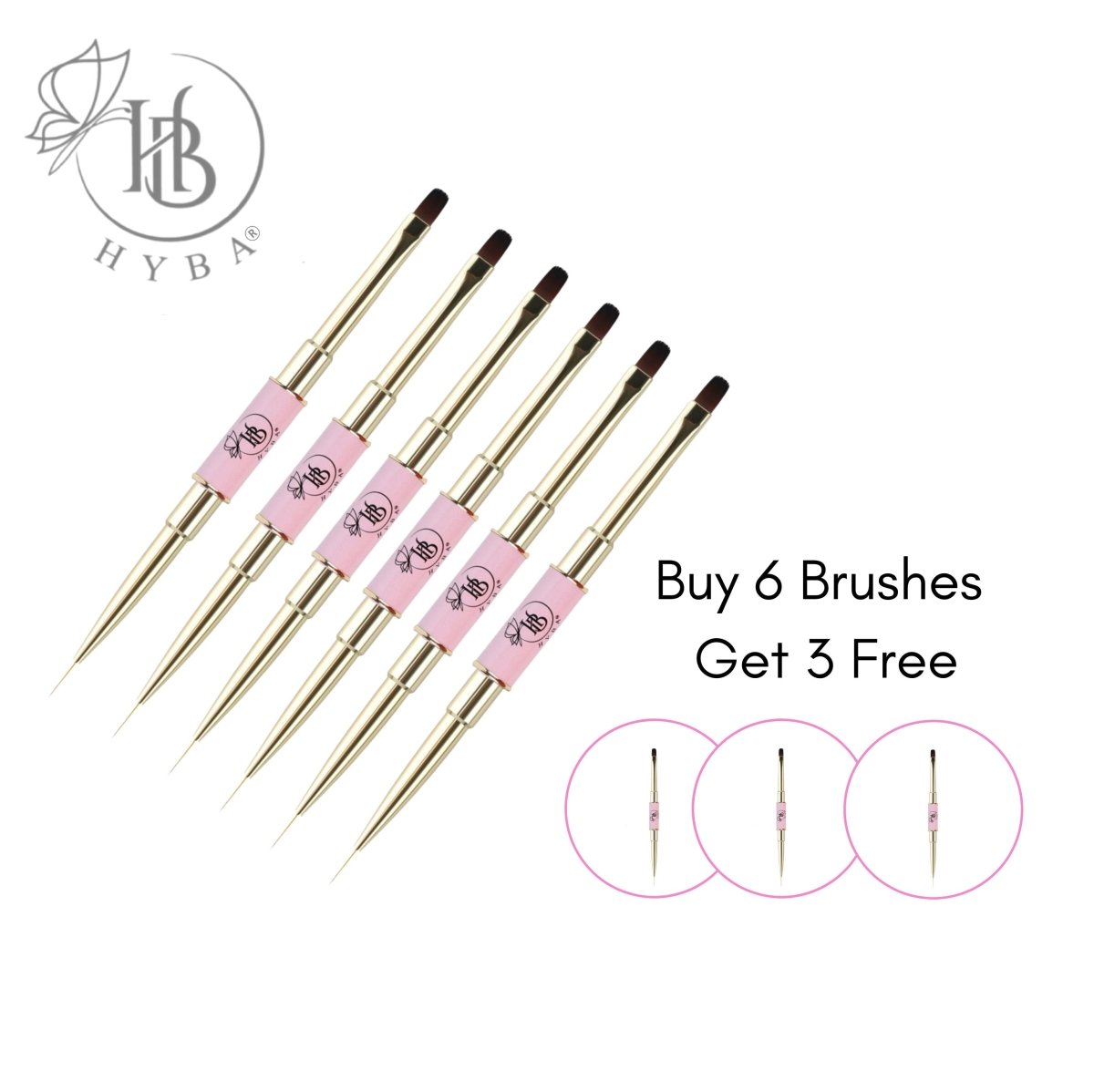 BUILDER GEL Application Square Dual Brush and Liner #14 (PINK)