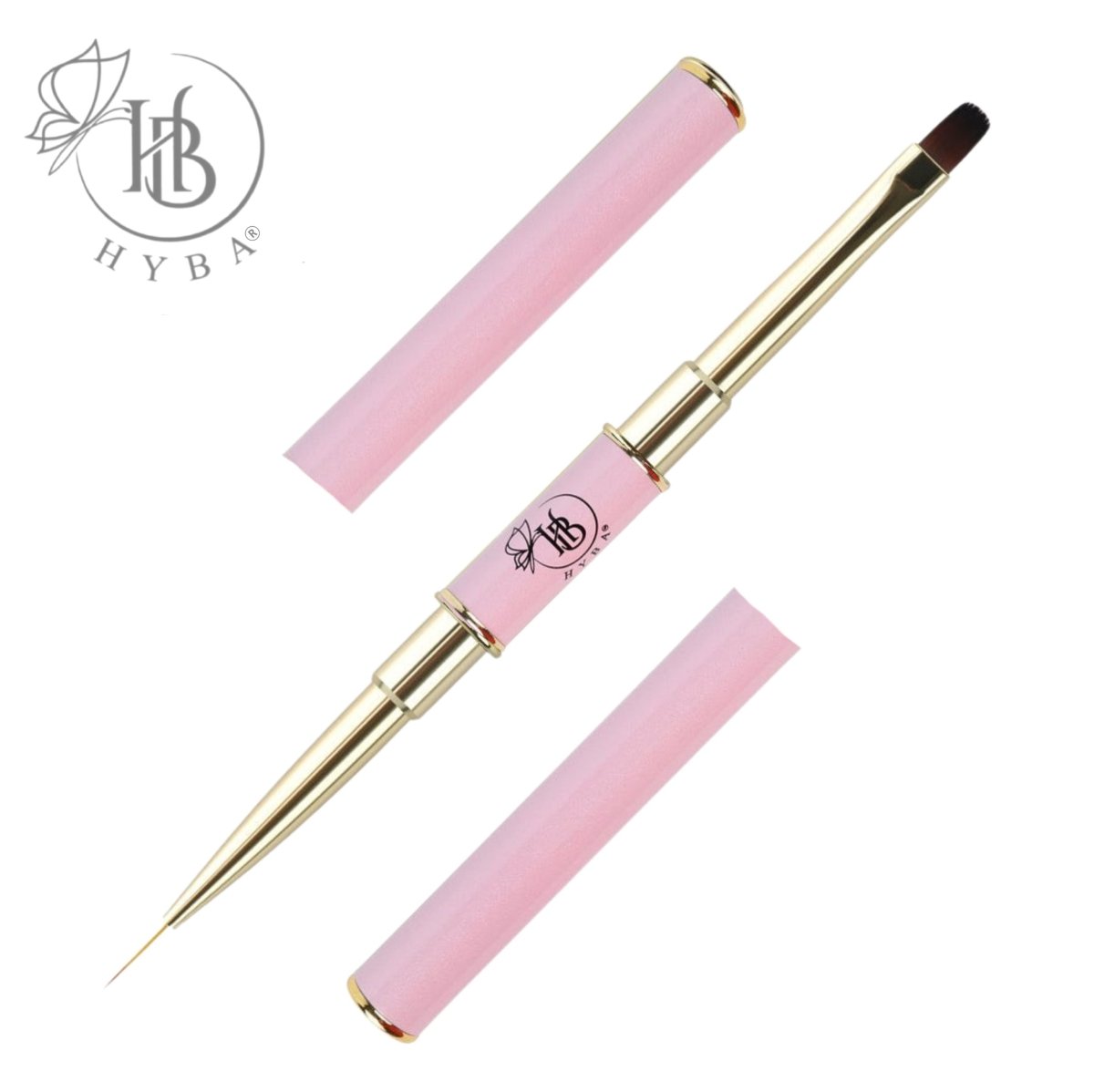 BUILDER GEL Application Square Dual Brush and Liner #14 (PINK)