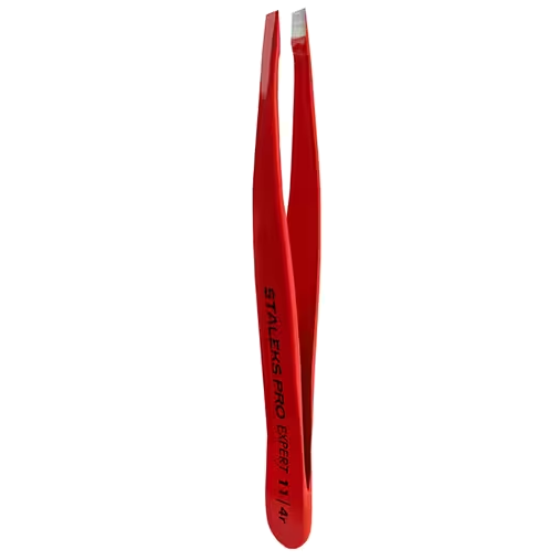 PINZAS PARA CEJAS STALEKS PRO EXPERT 11/4R (PUNTA INCLINADA, COLOR ROJO) TE-11/4R - STALEKS™