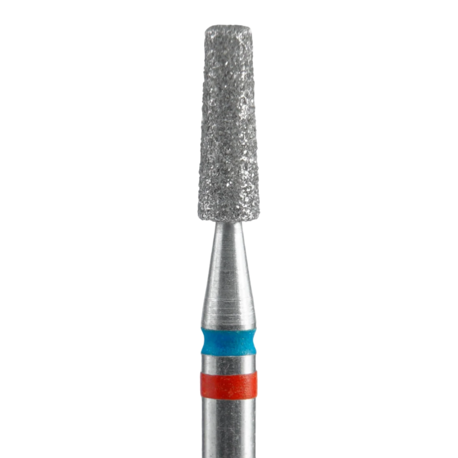 Fresa de diamante para manicura STALEKS DUO forma de tronco de cono FA70RB025/8, Rojo-Azul, 2.5/8 mm