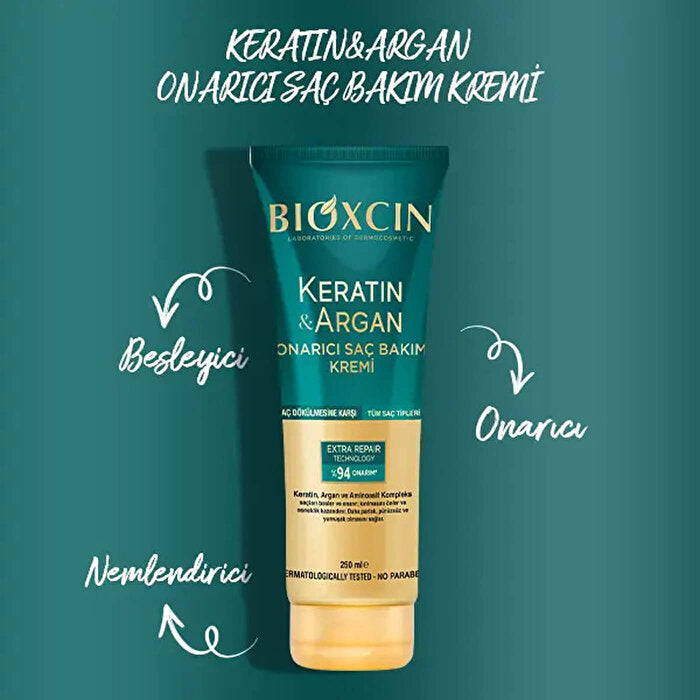 Crema reparadora para el cabello Bioxcin Keratin & Argan