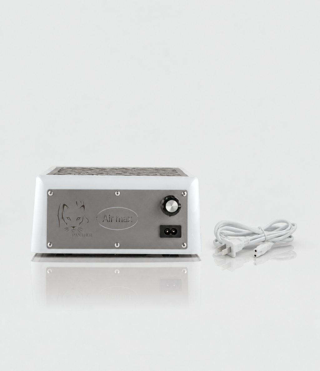Air Max Panther Nail Dust Collector Silver with HEPA Filter – Professional Nail Table Vacuum