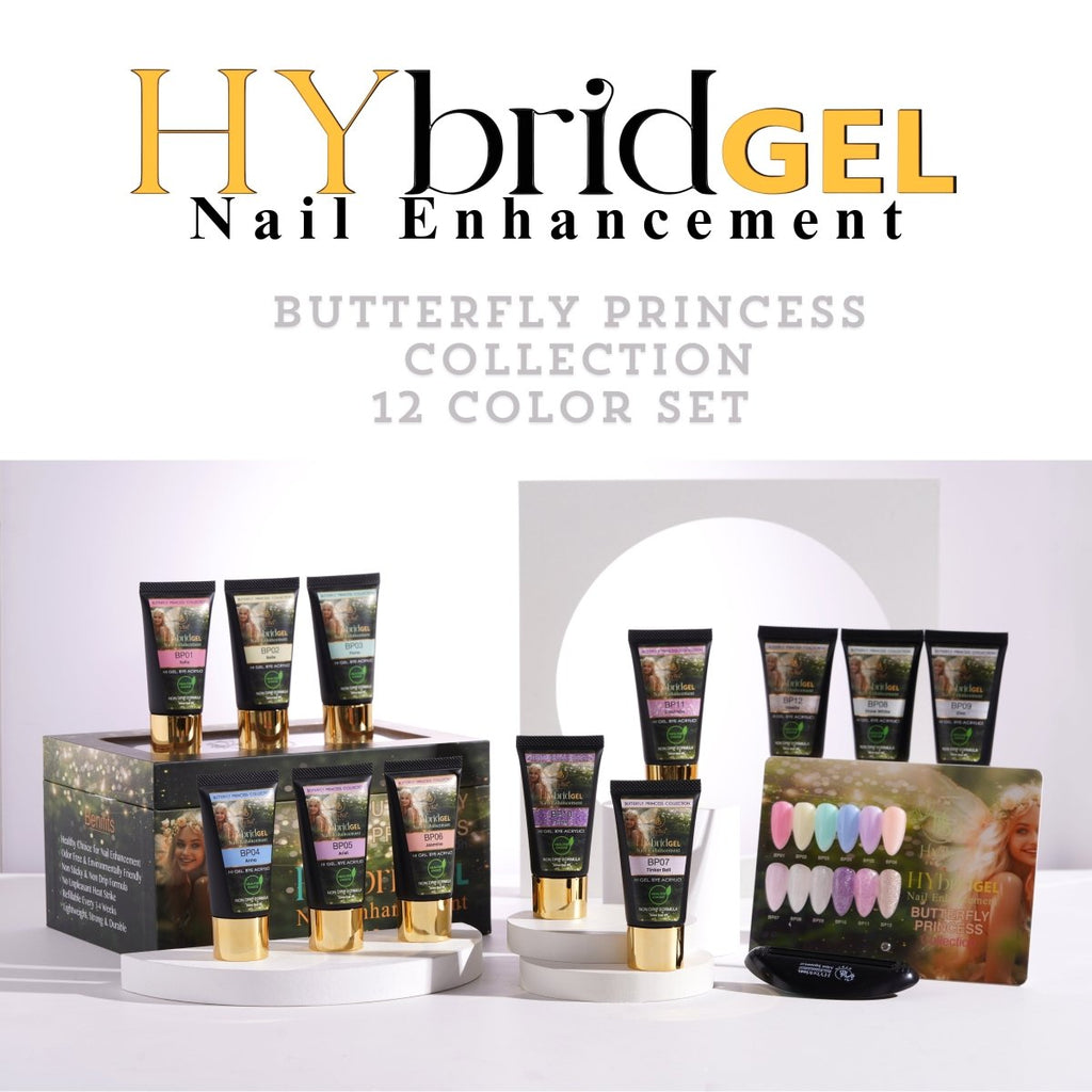 Set de caja BUTTERFLY PRINCESS HyGEL® n.º 7 - (Incluye: 12 x HyGEL (30 ml cada uno), 1 x exprimidor de gel, 1 x carta de colores)