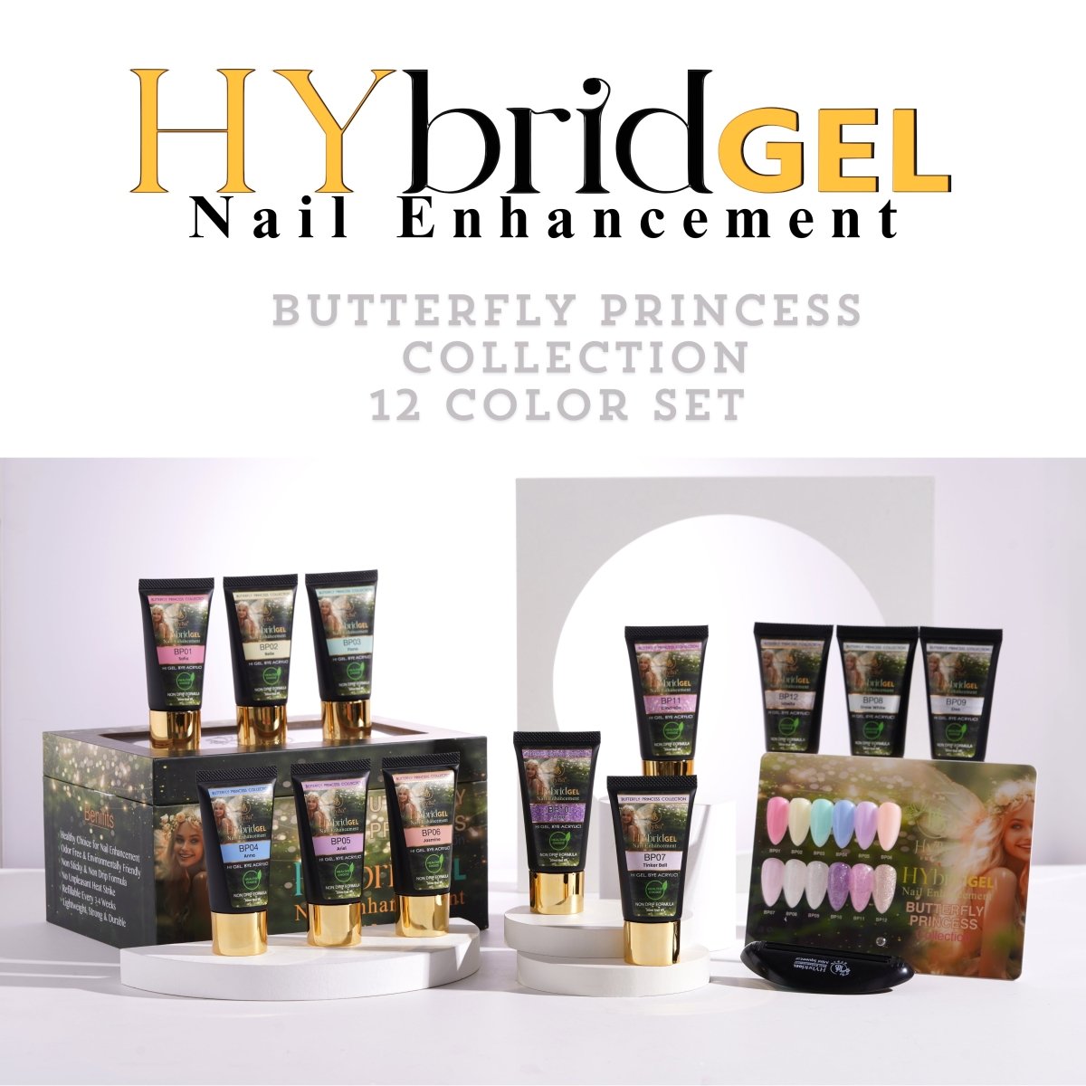 BUTTERFLY PRINCESS HyGEL® Box Set #7 - (Includes: 12 x HyGEL (30ml Each), 1 x Gel Squeezer, 1 x Color Chart)