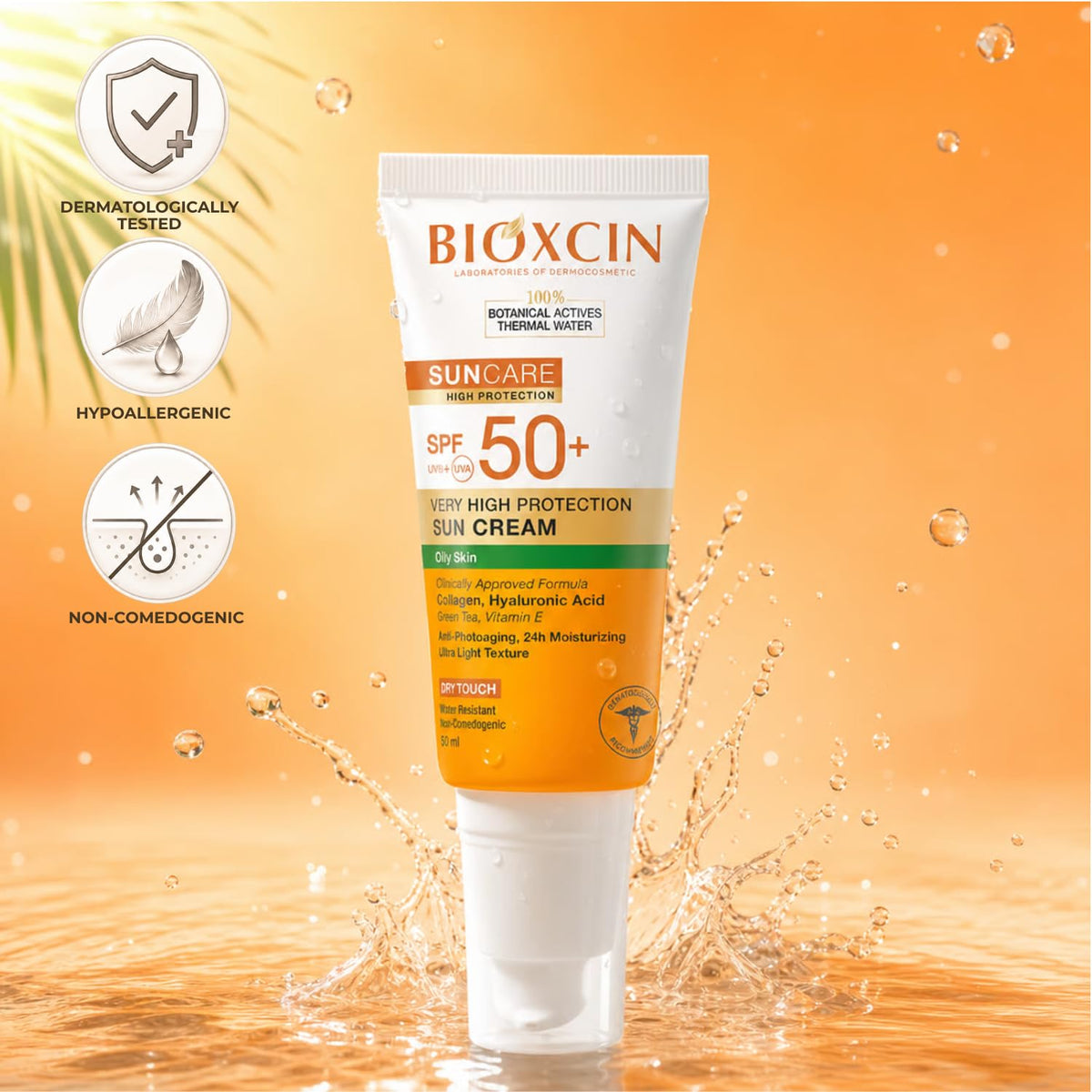 Bioxcin para piel muy seca, protección muy alta, hidratación antienvejecimiento intensiva, protector solar, 50 ml