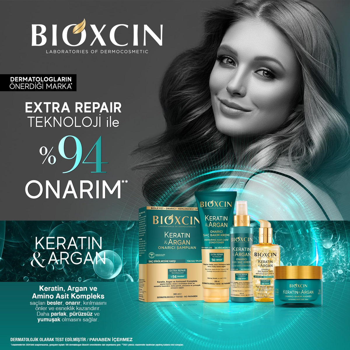 Crema reparadora para el cabello Bioxcin Keratin & Argan