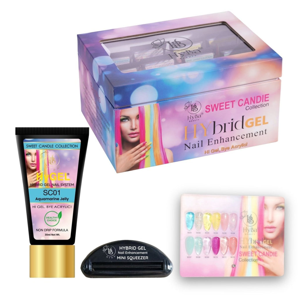 Set de caja SWEET CANDIE HyGEL® n.º 9 - (Incluye: 12 x HyGEL (30 ml cada uno), 1 x exprimidor de gel, 1 x tabla de colores)