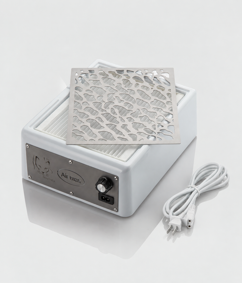Air Max Panther Nail Dust Collector Silver with HEPA Filter – Professional Nail Table Vacuum