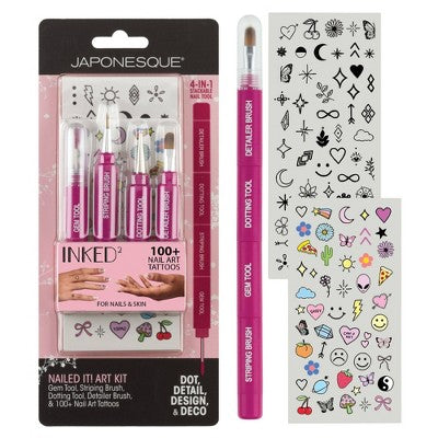 JAPONESQUE ¡Lo logró! Kit de arte de uñas. Tatuajes de arte de uñas Inked By Dani 6ud - Nuevo