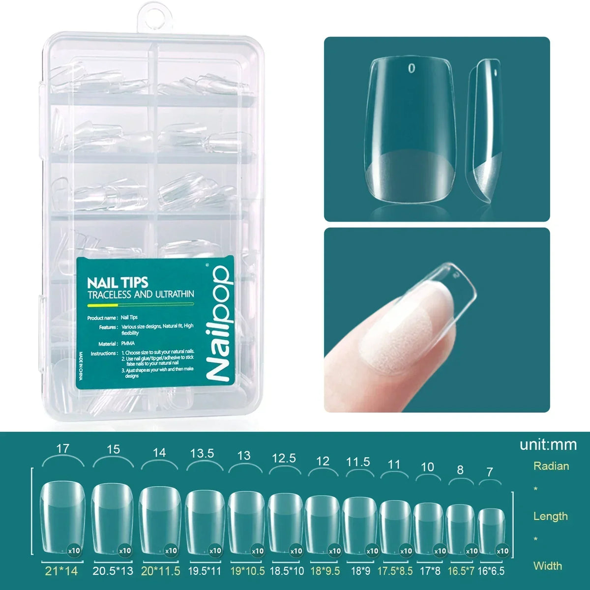 Nailpop 120 unidades/caja, puntas de uñas Gel X, forma almendrada/cuadrada, cortas/medias, puntas de gel suave, uñas postizas, fáciles de quitar, extensiones de uñas.