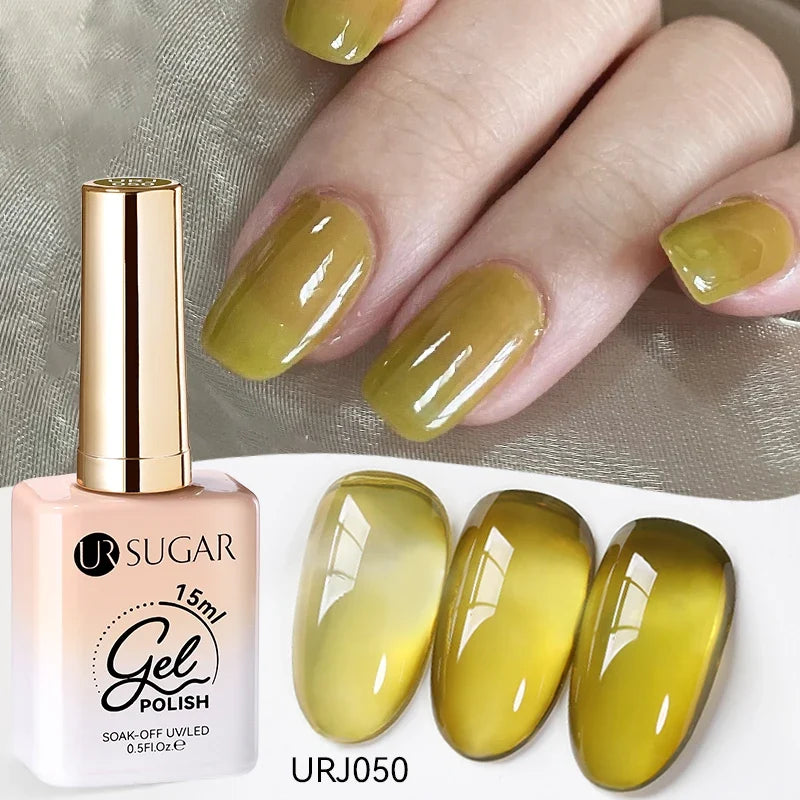 UR SUGAR 15ml Jelly Milky White Translucent Color Gel Polish Semi Permanent UV Gel Nail Art Soak Off Gel Varnish Latest Fashion