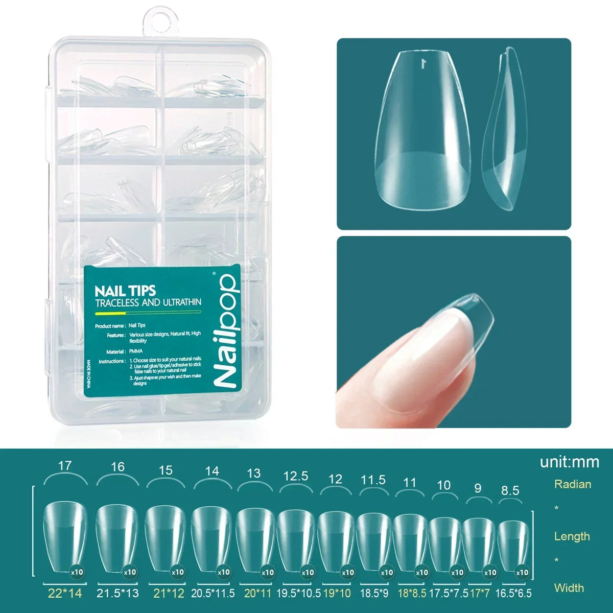 Nailpop 120 unidades/caja, puntas de uñas Gel X, forma almendrada/cuadrada, cortas/medias, puntas de gel suave, uñas postizas, fáciles de quitar, extensiones de uñas.