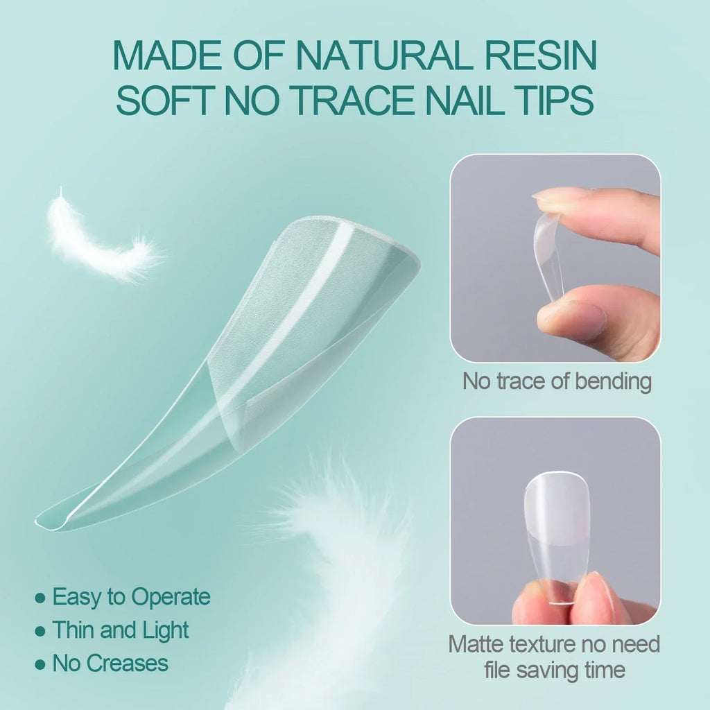 Nailpop 120 unidades/caja, puntas de uñas Gel X, forma almendrada/cuadrada, cortas/medias, puntas de gel suave, uñas postizas, fáciles de quitar, extensiones de uñas.