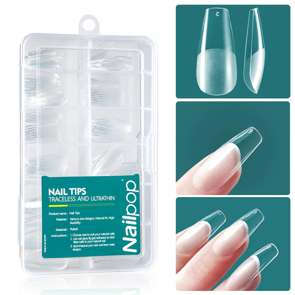 Nailpop 120 unidades/caja, puntas de uñas Gel X, forma almendrada/cuadrada, cortas/medias, puntas de gel suave, uñas postizas, fáciles de quitar, extensiones de uñas.