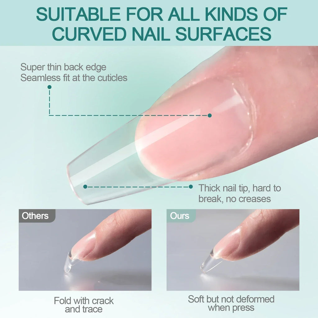 Nailpop 120 unidades/caja, puntas de uñas Gel X, forma almendrada/cuadrada, cortas/medias, puntas de gel suave, uñas postizas, fáciles de quitar, extensiones de uñas.