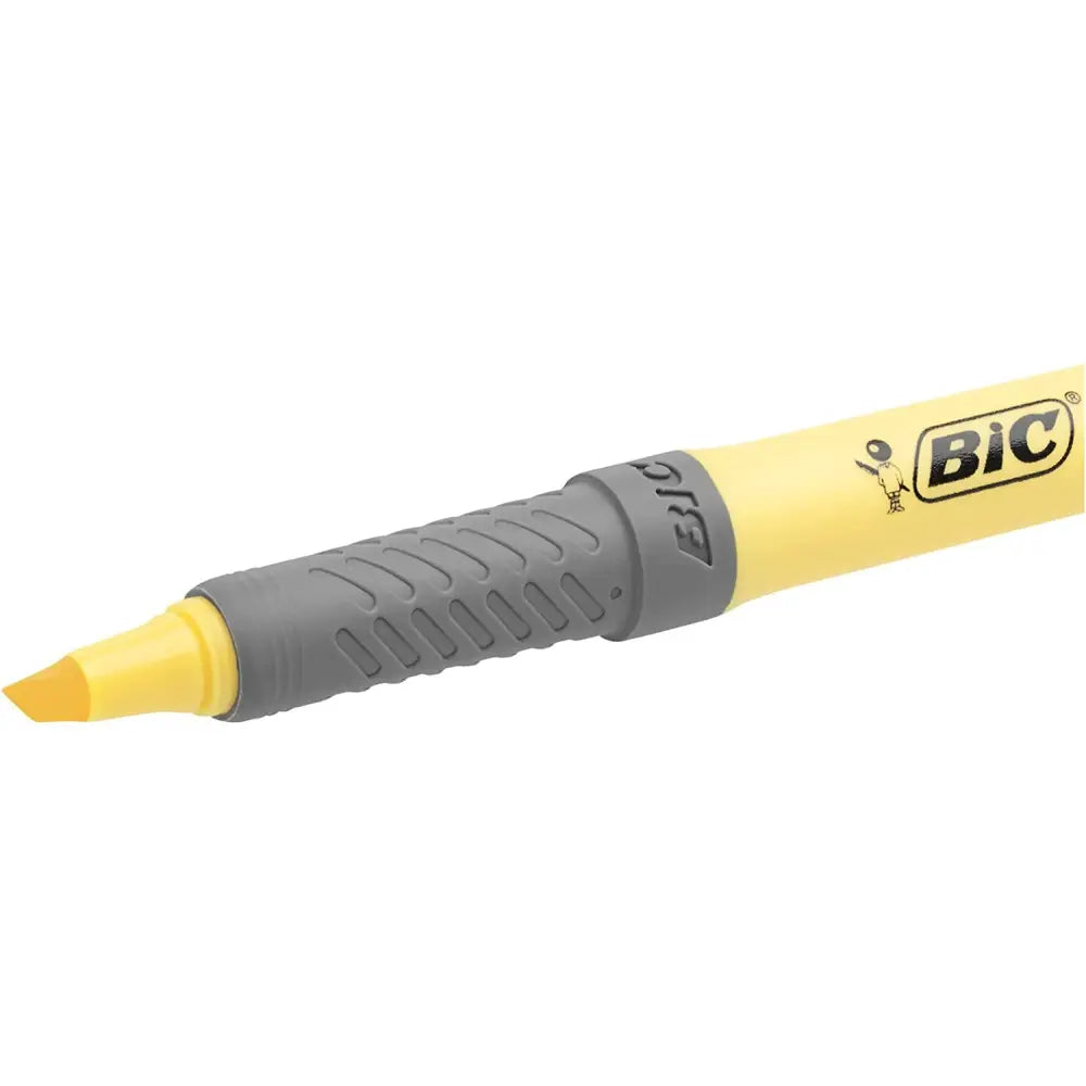 BIC Highlighter Grip Pastel, resaltadores con punta biselada ajustable, agarre de goma para mayor comodidad, colores surtidos, paquete de 6