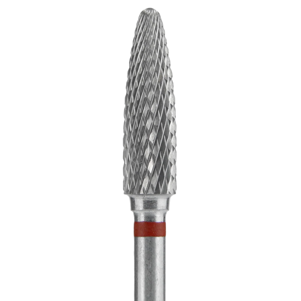 FRESA DE CARBURO PARA MANICURA, "CORN", ROJA, DIÁMETRO DE CABEZA 4/14 MM (FT90R040/14) (#208)-STALEKS™