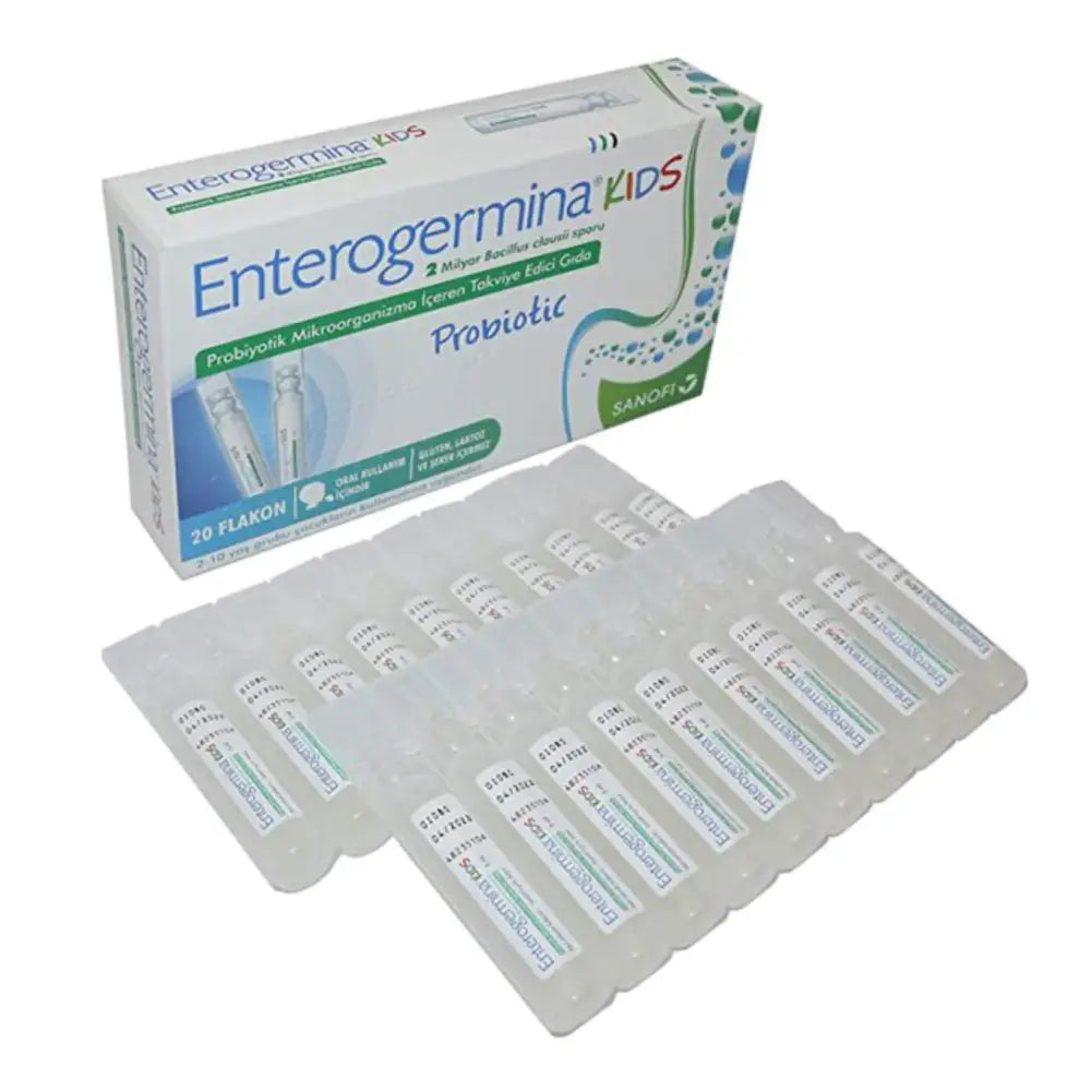 Enterogermina KIDS (20 viales por paquete) Probiótico Bacillus Clausii 2 mil millones de UFC/5mL para niños