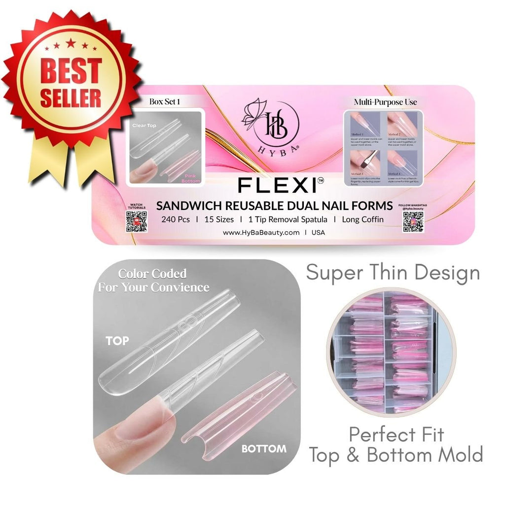 MOLDES PARA UÑAS REUTILIZABLES DUAL FLEXI SANDWICH - JUEGO 1