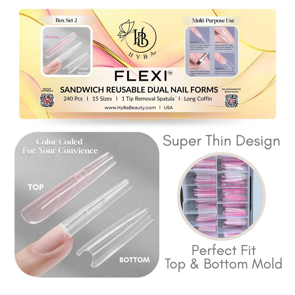 FORMAS DUALES REUTILIZABLES FLEXI SANDWICH PARA UÑAS - SET 2