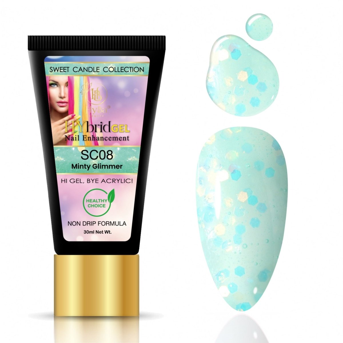Hybrid Gel Professional Nail Polish - HyGEL® 30ml  / #SC08 Minty Glimmer