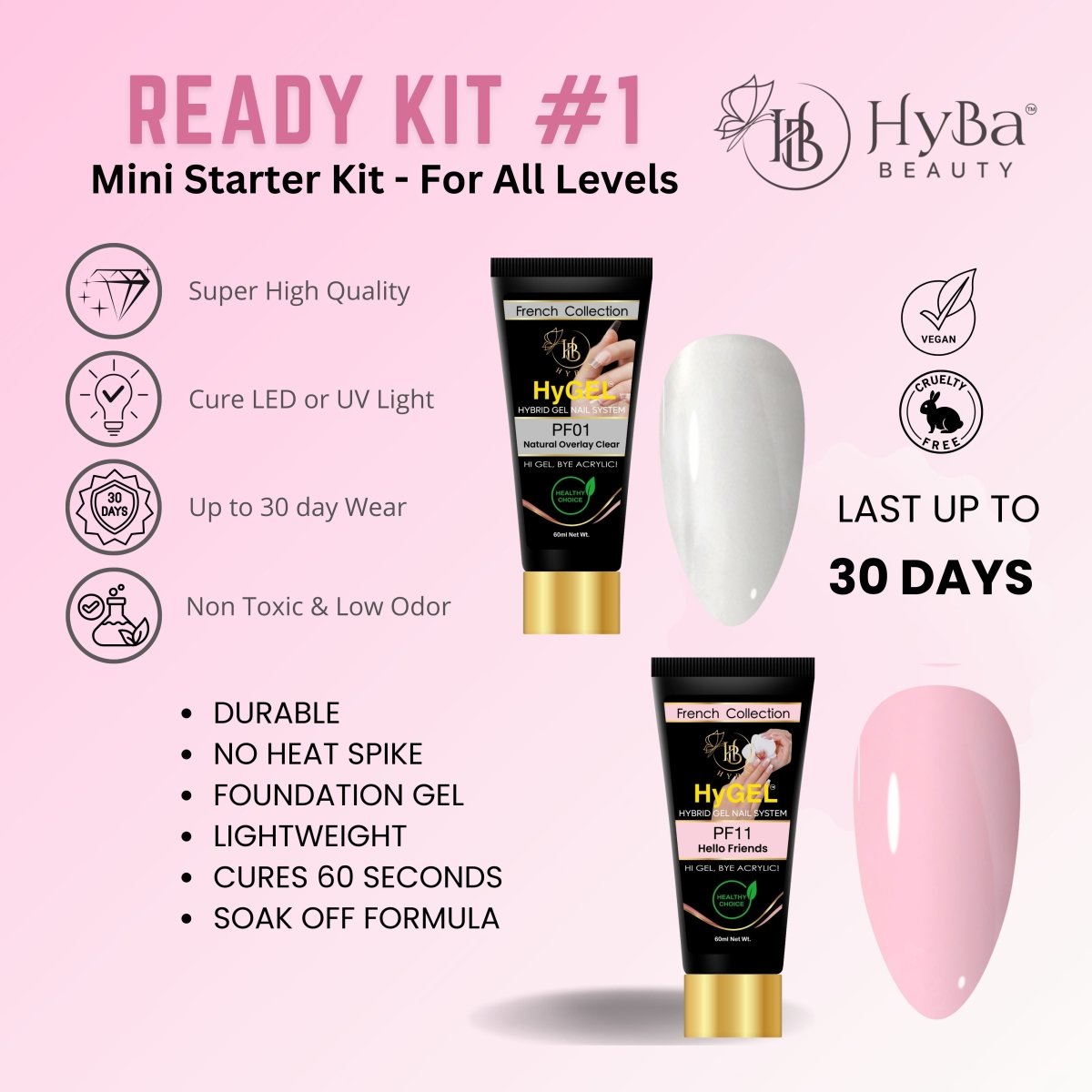 HyGEL® HYBRID DIY Home or Professional Gel Nail System - Ready Kit #1