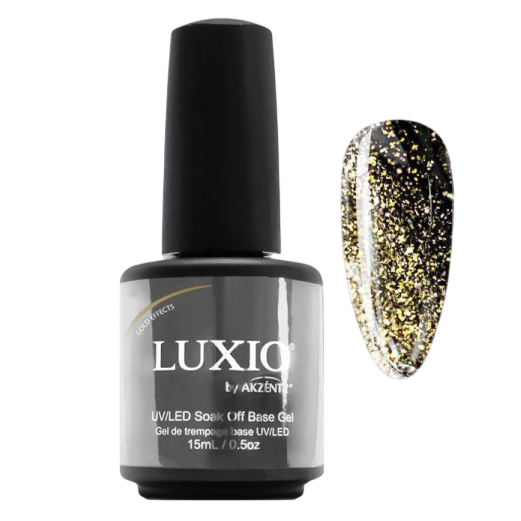 Luxio - Top Gel con destellos dorados, 15ml