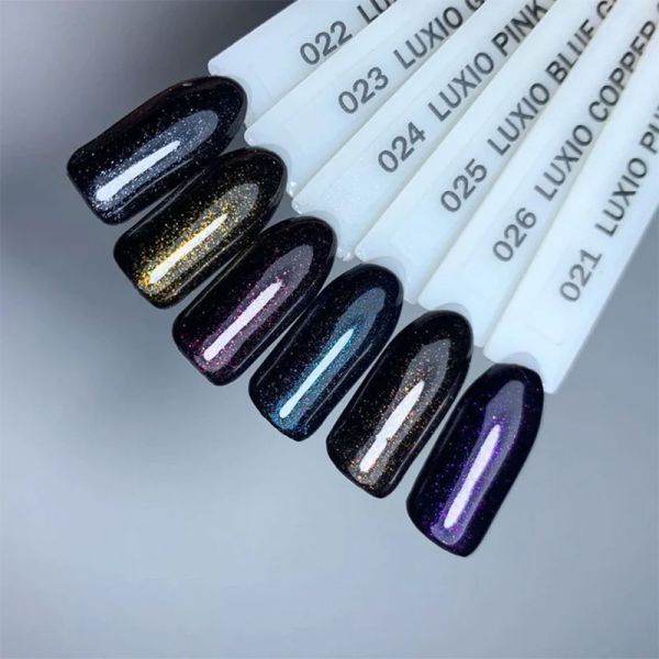 Luxio - Top Gel con destellos dorados, 15ml