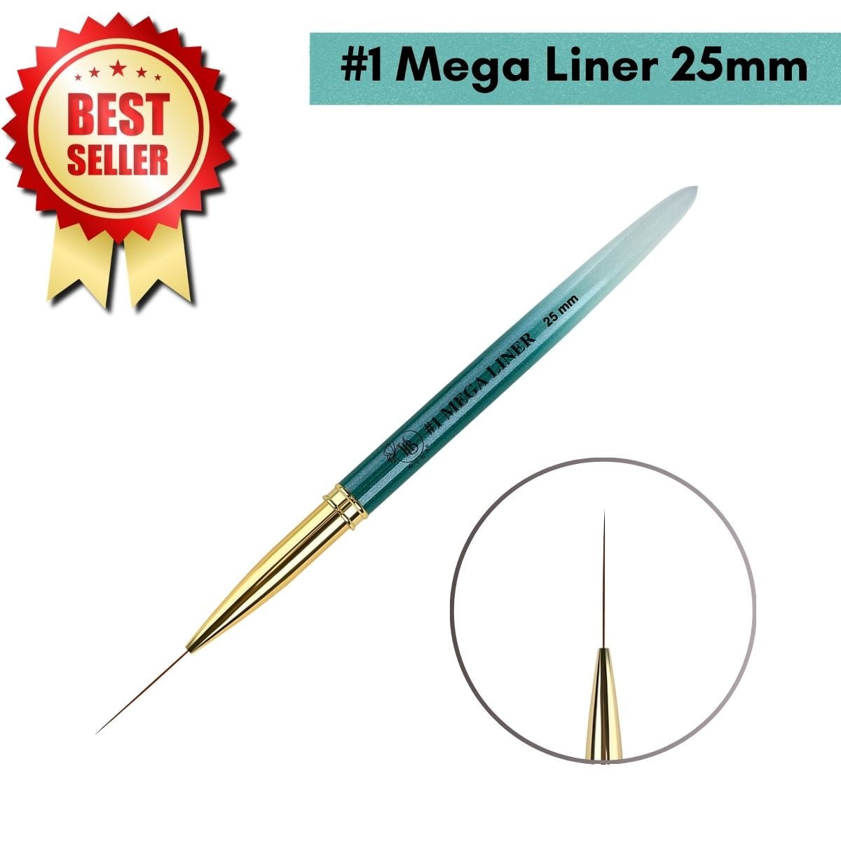 Mega Liner Nail Art Brush Tool  #1 (25mm) 100% Kolinsky Hair