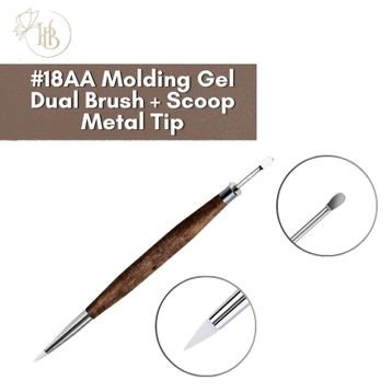 Gel moldeador de doble cepillo + punta de metal con espátula (MARRÓN) #18AA