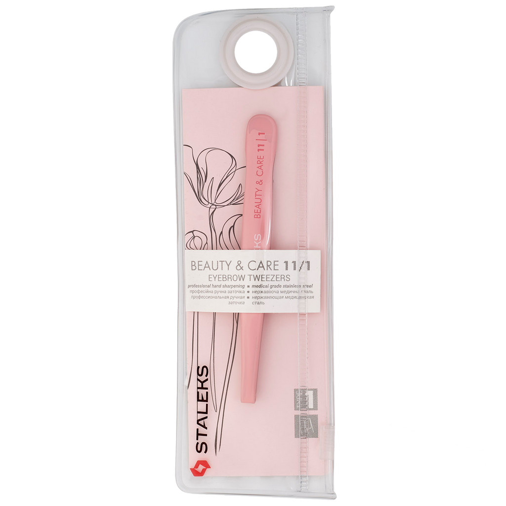 PINZAS PARA CEJAS STALEKS BEAUTY & CARE 11 TIPO 1, PUNTAS RECTAS ANCHAS, ROSA, TBC-11/1 - STALEKS™