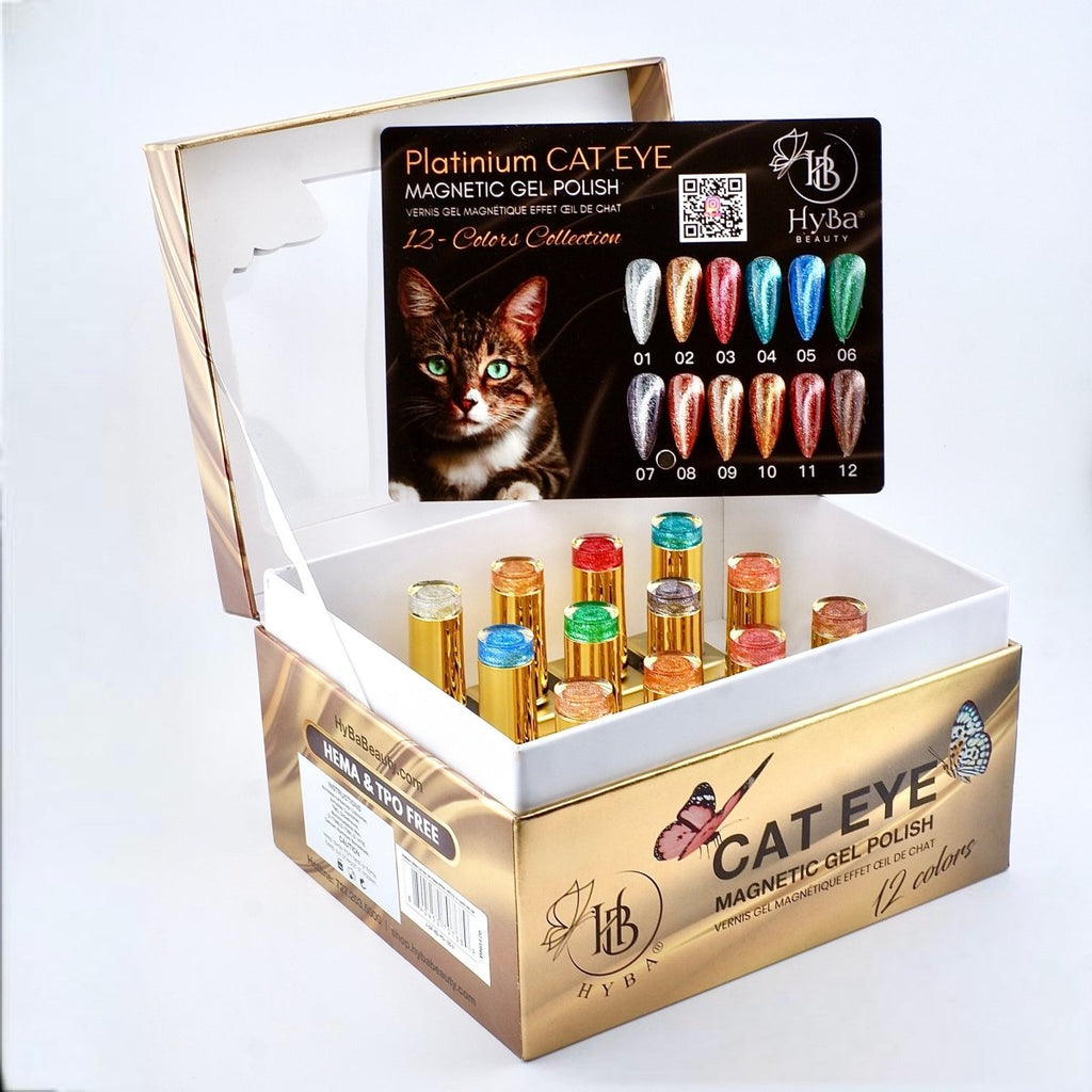 Esmalte en gel ojo de gato PLATINUM, 12 colores - Set en caja o unidades individuales.