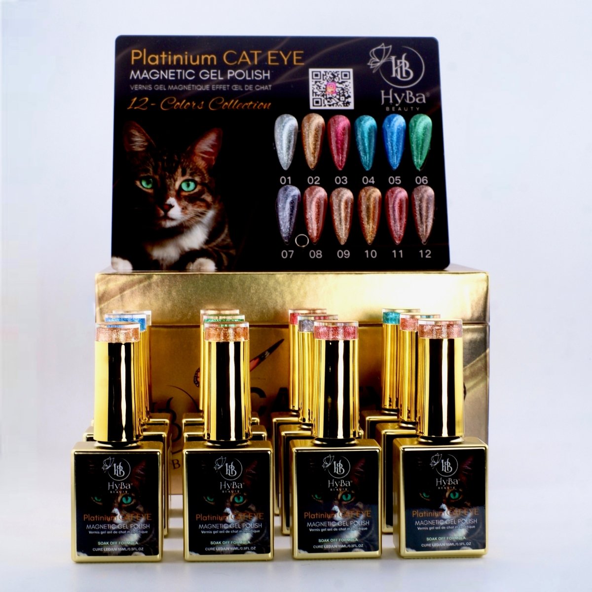 Esmalte en gel ojo de gato PLATINUM, 12 colores - Set en caja o unidades individuales.