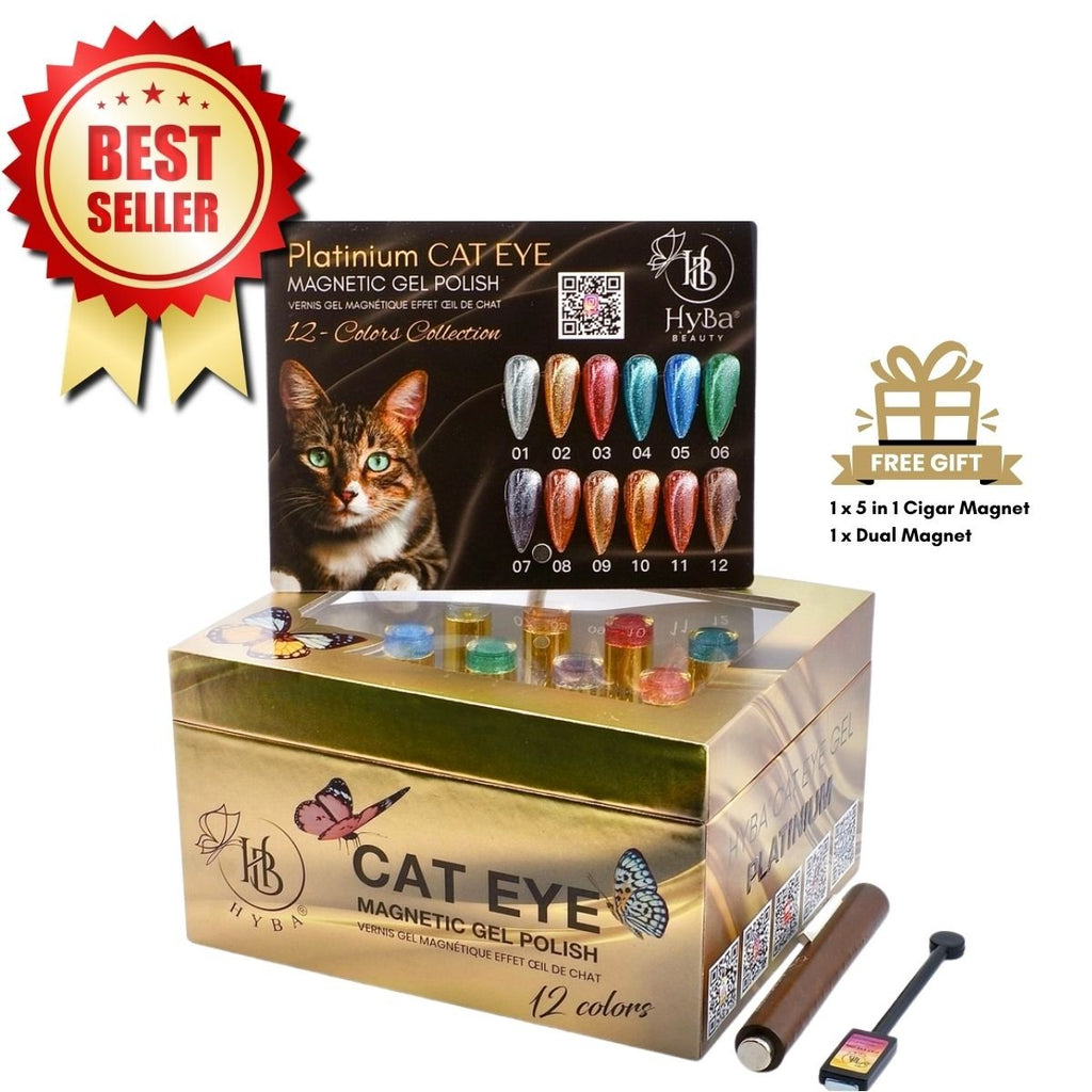 Esmalte en gel ojo de gato PLATINUM, 12 colores - Set en caja o unidades individuales.