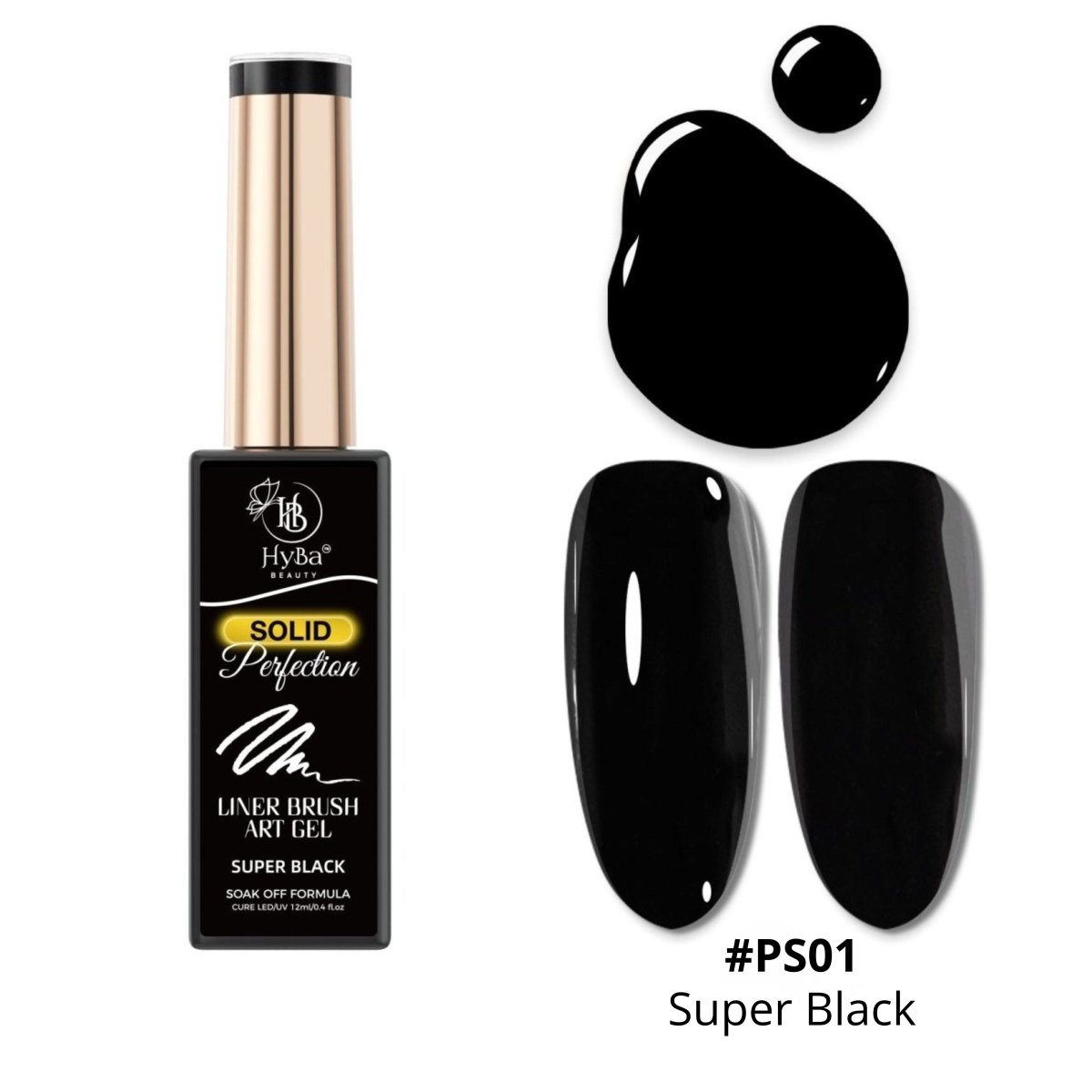 SUPER BLACK #PS01 - (12ml) - PERFECTION SOLID Liner Gel