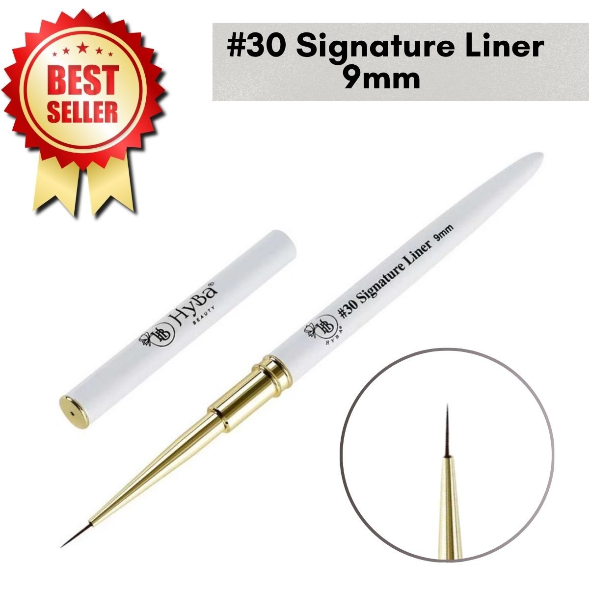 Signature Liner Nail Brush White / 9mm #30 / Kolinsky Bristles
